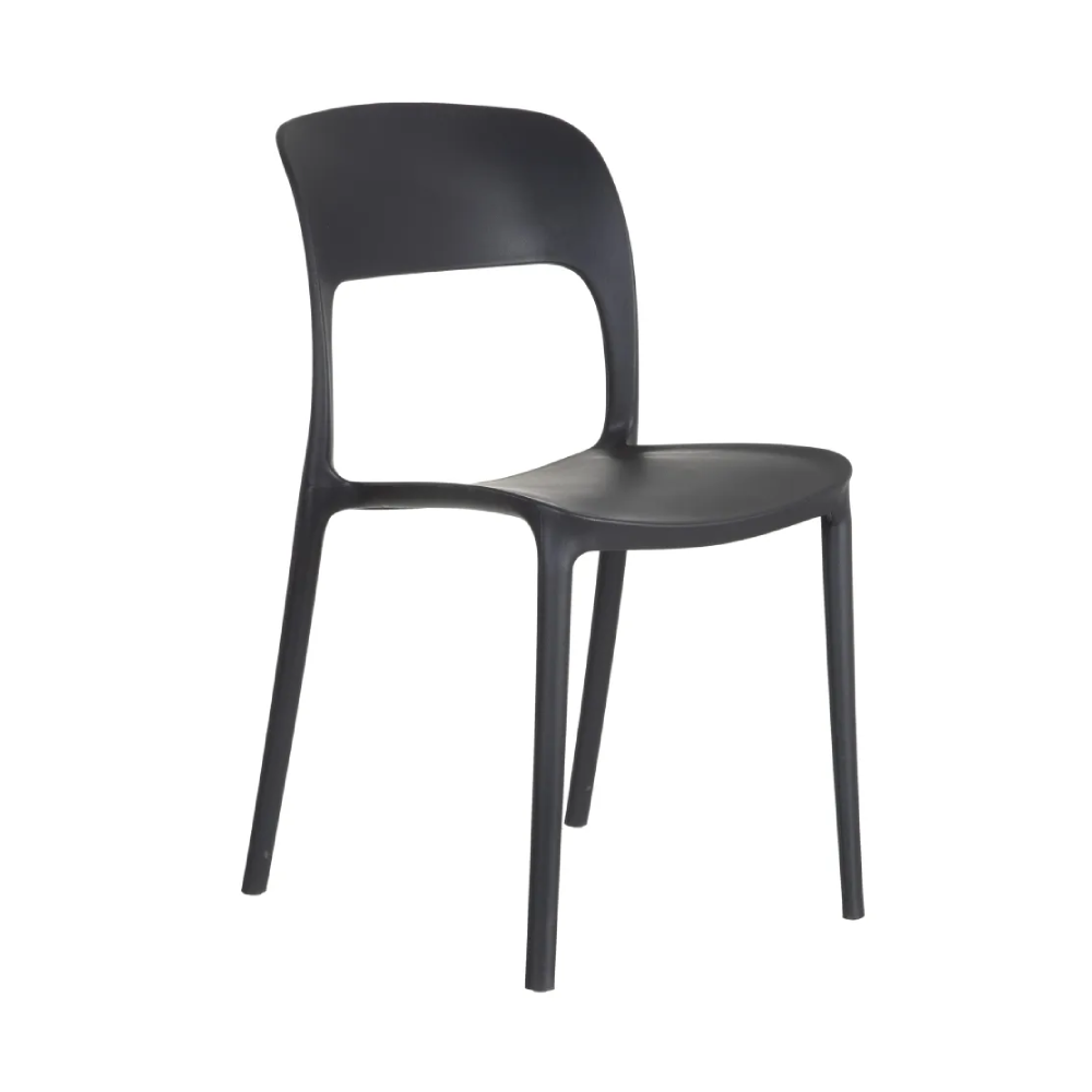 Set 2 scaune plastic gri inchis cu spatar decupat Sina