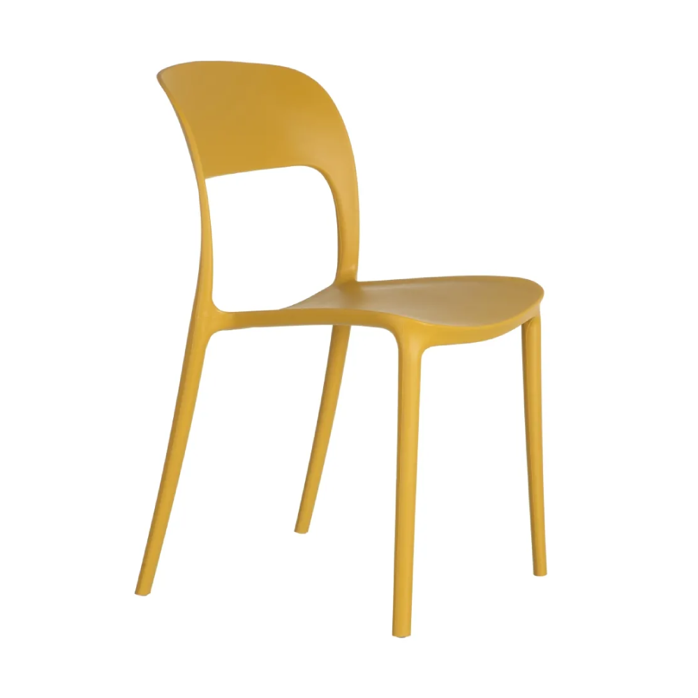 Set 2 scaune plastic galben cu spatar decupat Sina