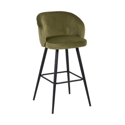 Set 2 scaune de bar H101cm catifea verde Ines
