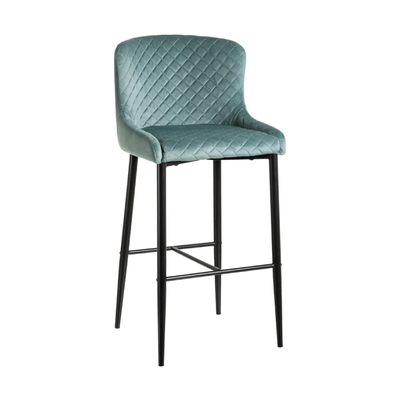 Set 2 scaune de bar H106cm catifea albastra deschis Hailey