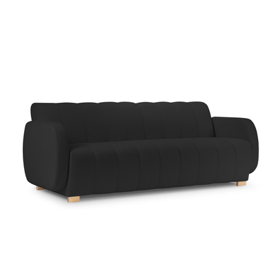 Canapea 3 locuri textil negru Bromo