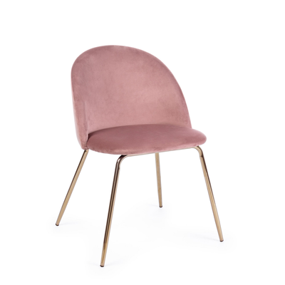 Set 2 scaune catifea roz si picioare aurii Tanya