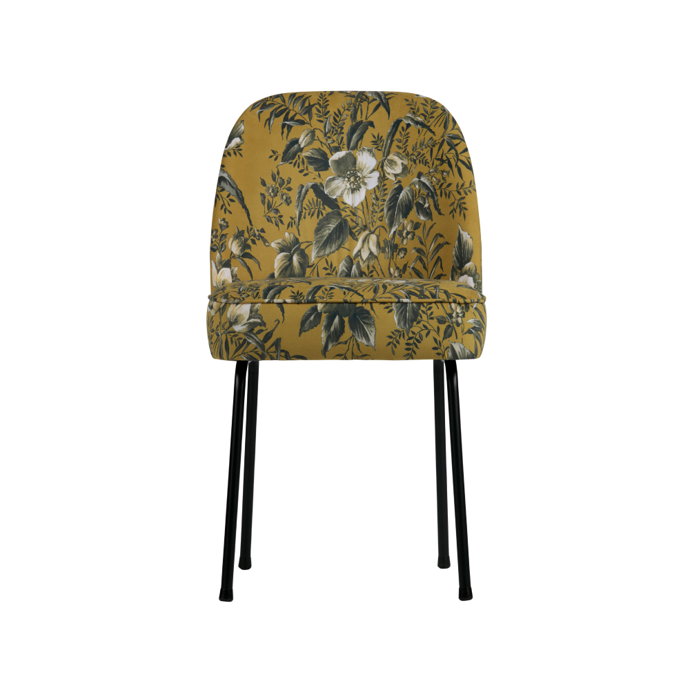 Set 2 scaune dining catifea galbena floral Vogue