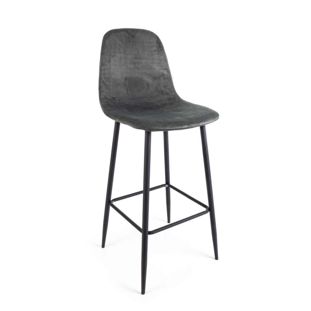 Set 2 scaune bar catifea gri inchis H103cm Irelia