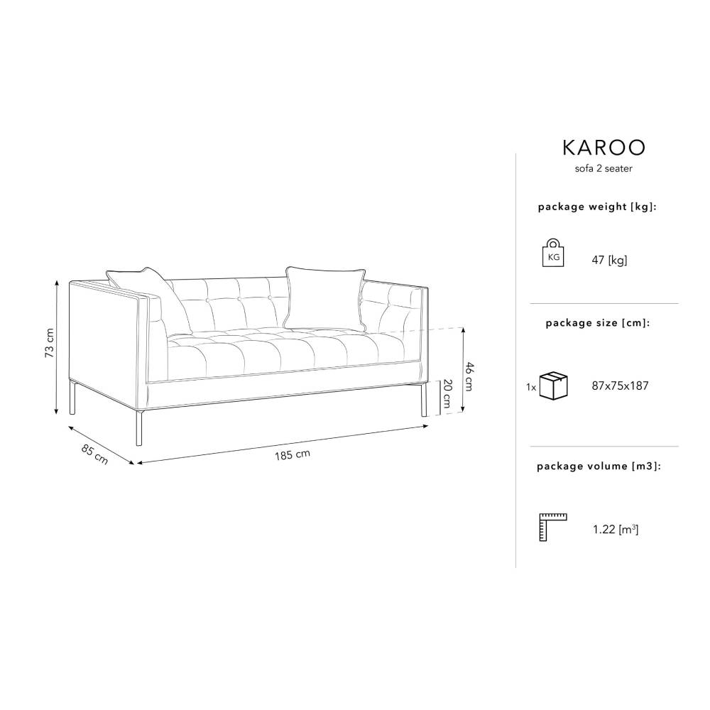Canapea 2 locuri textil crem Karoo