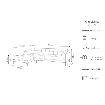 Canapea stanga 5 locuri din textil gri inchis Mamaia