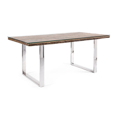 Masa dining lemn si sticla Stanton Table 180/90 cm